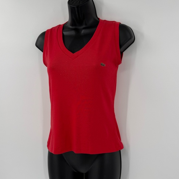 Lacoste Tops - Chemise Lacoste Paris Vintage V-Neck Sleeveless Tank Top | Red | Medium
